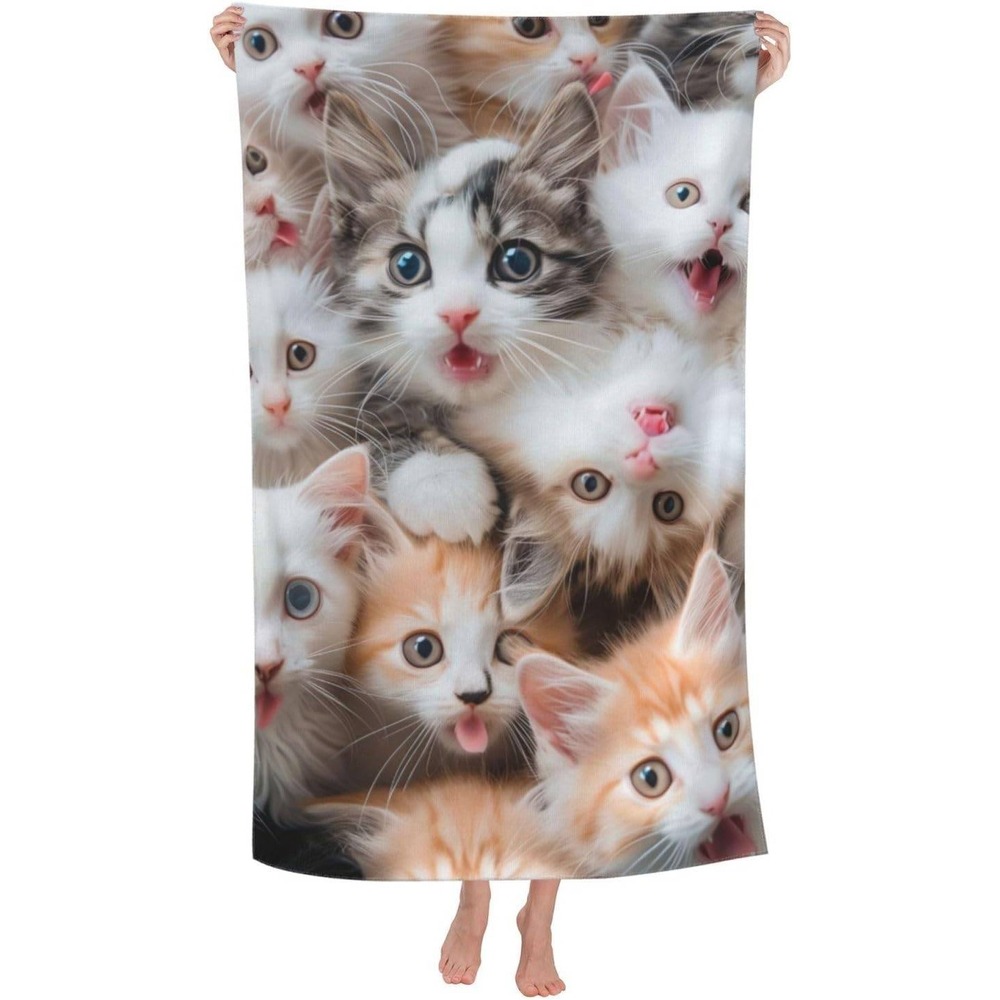 Kitten Collage Microfiber HAND Towel Cute Cat‎ Print Quick Dry Multicolor 14x28